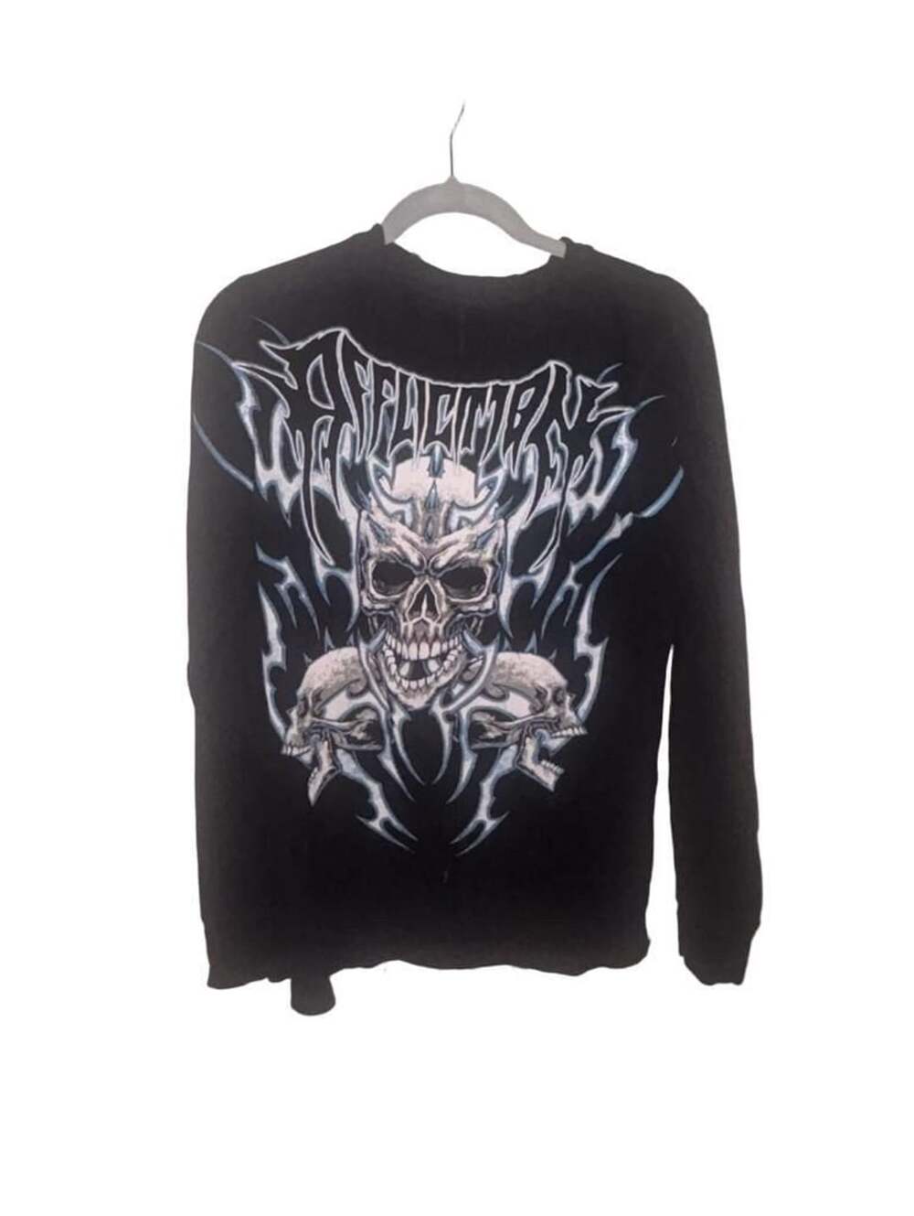 Affliction Ice Inferno Thermal Long Sleeve Size Medium Black Skull